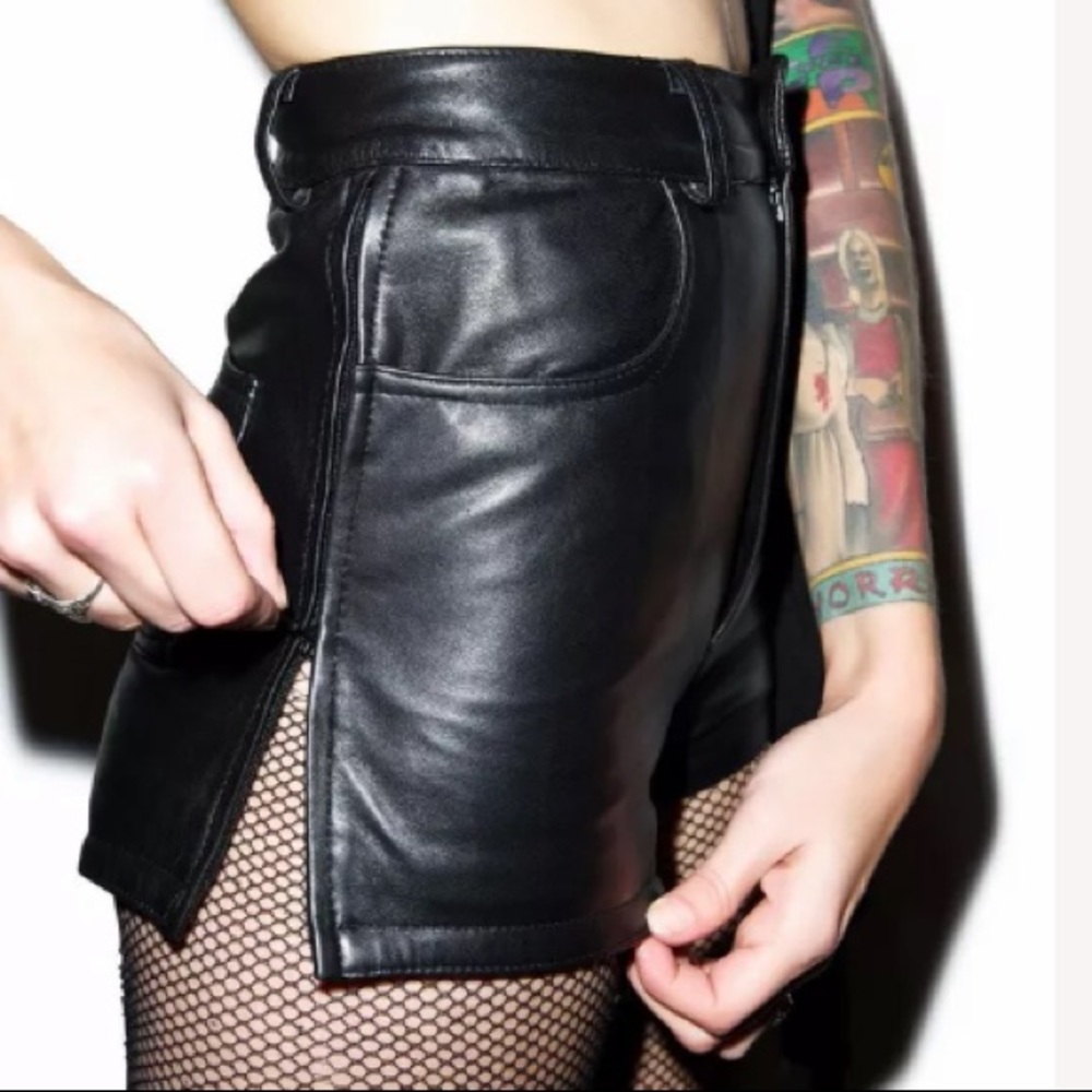 Black Scale BLWCK  Leather Mini Shorts Sz 24